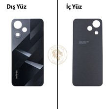 Arsking Infinix Hot 30 Play Siyah Uyumlu Arka Kapak Arka Cam Batarya Pil Kapağı Lazer Kesim Back Cover