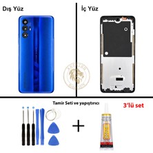 Arsking Tecno Pova 3 Mavi Uyumlu Orta Kasa + Yapıştırıcı ve Vida Seti Full Kasa Kapak Gövde Housing