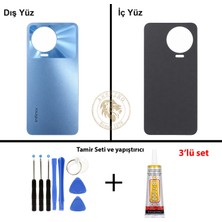 Arsking Infinix Note 12 Pro Mavi Uyumlu Arka Kapak + Yapıştırıcı ve Vida Seti Arka Cam Batarya Pil Kapağı