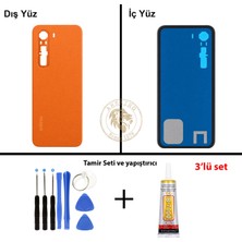 Arsking Infinix Hot 60 Pro Turuncu Uyumlu Arka Kapak + Yapıştırıcı ve Vida Seti Arka Cam Batarya Pil Kapağı