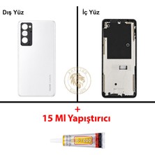 Arsking Tecno Camon 18 Beyaz Uyumlu Orta Kasa + B7000 Yapıştırıcı Full Kasa Kapak Gövde Housing
