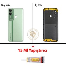 Arsking Tecno Pova Neo Yeşil Uyumlu Lensli Arka Kapak + B7000 Yapıştırıcı Arka Cam Batarya Pil Kapağı