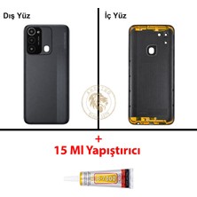 Arsking Tecno Spark 8c Siyah Uyumlu Lensli Arka Kapak + B7000 Yapıştırıcı Arka Cam Batarya Pil Kapağı