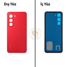 Arsking Infinix Hot 60i Kırmızı Uyumlu Arka Kapak Arka Cam Batarya Pil Kapağı Lazer Kesim Back Cover