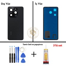 Arsking Tecno Spark Go 2024 Siyah Uyumlu Lensli Arka Kapak + Yapıştırıcı ve Vida Seti Arka Cam Lazer Kesim