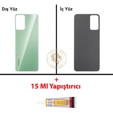 Arsking Infinix Hot 12 Yeşil Uyumlu Arka Kapak + B7000 Yapıştırıcı Arka Cam Batarya Pil Kapağı Lazer Kesim