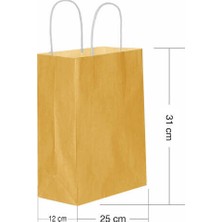 Belirtilmemiş 25X31X12 cm Altın Kağıt Çanta 25 Adet