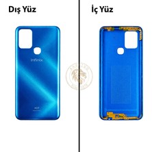 Arsking Infinix Hot 10 Mavi Uyumlu Arka Kapak Arka Cam Batarya Pil Kapağı Lazer Kesim Back Cover