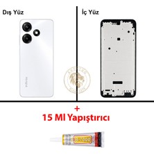 Arsking Infinix Hot 30 Play Beyaz Uyumlu Orta Kasa + B7000 Yapıştırıcı Full Kasa Kapak Gövde Housing