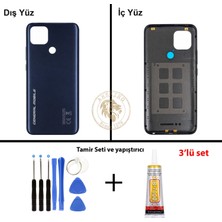 Arsking General Mobile Gm 21 Lacivert Uyumlu Arka Kapak + Yapıştırıcı ve Vida Seti Arka Cam Lazer Kesim