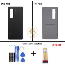 Arsking Infinix Hot 50 Pro Plus Siyah Uyumlu Arka Kapak + Yapıştırıcı ve Vida Seti Arka Cam Lazer Kesim
