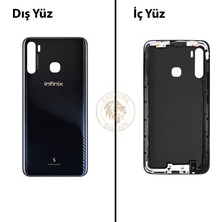 Arsking Infinix S5 Siyah Uyumlu Arka Kapak Arka Cam Batarya Pil Kapağı Lazer Kesim Back Cover