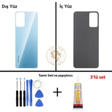 Arsking Infinix Hot 12 Mavi Uyumlu Arka Kapak + Yapıştırıcı ve Vida Seti Arka Cam Batarya Pil Kapağı