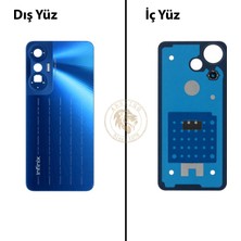 Arsking Infinix Hot 20S Mavi Uyumlu Arka Kapak Arka Cam Batarya Pil Kapağı Lazer Kesim Back Cover