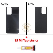 Arsking Infinix Note 12i Siyah Uyumlu Arka Kapak + B7000 Yapıştırıcı Arka Cam Batarya Pil Kapağı Lazer Kesim
