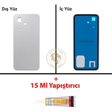 Arsking Infinix Smart 10 Gümüş Uyumlu Arka Kapak + B7000 Yapıştırıcı Arka Cam Batarya Pil Kapağı Lazer Kesim