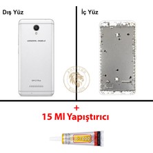 Arsking General Mobile Gm 5 Plus Gümüş Uyumlu Orta Kasa + B7000 Yapıştırıcı Full Kasa Kapak Gövde Housing