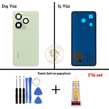 Arsking Tecno Spark Go 2024 Yeşil Uyumlu Lensli Arka Kapak + Yapıştırıcı ve Vida Seti Arka Cam Lazer Kesim