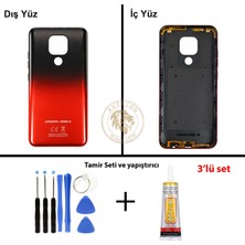 Arsking General Mobile Gm 20 Kırmızı Uyumlu Arka Kapak + Yapıştırıcı ve Vida Seti Arka Cam Lazer Kesim