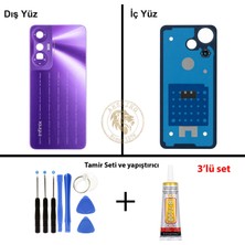 Arsking Infinix Hot 20S Mor Uyumlu Arka Kapak + Yapıştırıcı ve Vida Seti Arka Cam Batarya Pil Kapağı