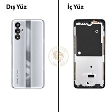 Arsking Tecno Pova 3 Gümüş Uyumlu Orta Kasa Full Kasa Kapak Gövde Housing