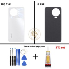 Arsking Infinix Note 12 Pro Beyaz Uyumlu Arka Kapak + Yapıştırıcı ve Vida Seti Arka Cam Batarya Pil Kapağı