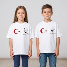 Dereff Atatürk ve Ayyıldız Baskılı T-Shirt (Beyaz) 9-10 Yaş