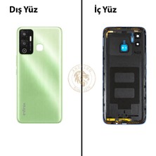 Arsking Infinix Hot 12 Play Yeşil Uyumlu Lensli Arka Kapak Arka Cam Batarya Pil Kapağı Lazer Kesim