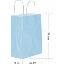 Belirtilmemiş 25X31X12 cm Açık Mavi Kağıt Çanta 25 Adet