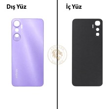 Arsking Infinix Hot 20 Mor Uyumlu Arka Kapak Arka Cam Batarya Pil Kapağı Lazer Kesim Back Cover