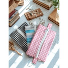 Mikasso Home Popcorn Çok Amaçlı Çanta/kalem Kutu/makyaj Çantası/organizer (3 Al 1 Öde)(Kareli Set) Tekstil Ç