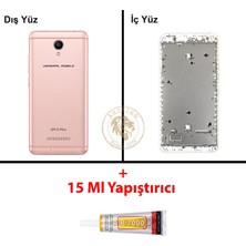 Arsking General Mobile Gm 5 Plus Rose Gold Uyumlu Orta Kasa + B7000 Yapıştırıcı Full Kasa Kapak Gövde
