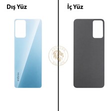 Arsking Infinix Hot 12 Mavi Uyumlu Arka Kapak Arka Cam Batarya Pil Kapağı Lazer Kesim Back Cover