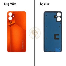 Arsking Tecno Pova 4 Turuncu Uyumlu Arka Kapak Arka Cam Batarya Pil Kapağı Lazer Kesim Back Cover