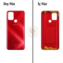 Arsking Infinix Hot 10 Kırmızı Uyumlu Arka Kapak Arka Cam Batarya Pil Kapağı Lazer Kesim Back Cover
