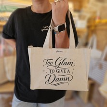 Bumudur Aksesuar Siyah Glam Logo Tasarımı Modern Şık Çok Umursamamak Için Baskılıı Mini Kanvas Bez Çanta Kalın Dik Durabilen Kumaş - Büyük