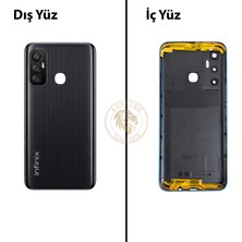 Arsking Infinix Hot 11 Siyah Uyumlu Lensli Arka Kapak Arka Cam Batarya Pil Kapağı Lazer Kesim Back Cover