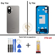 Arsking Tecno Spark Go 2 Titanyum Gri Uyumlu Arka Kapak + Yapıştırıcı ve Vida Seti Arka Cam Lazer Kesim