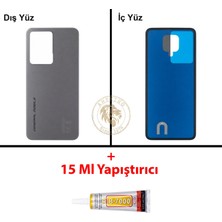 Arsking General Mobile Gm 24 Pro Gri Uyumlu Arka Kapak + B7000 Yapıştırıcı Arka Cam Batarya Pil Kapağı