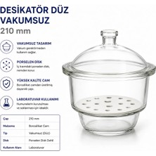 Labolist Desikatör Düz Vakumsuz 210 Mm - Desikatör Kapağı Disk Dahil