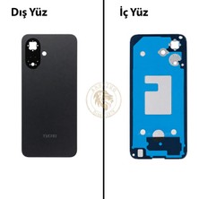 Arsking Tecno Spark Go 2 Siyah Uyumlu Arka Kapak Arka Cam Batarya Pil Kapağı Lazer Kesim Back Cover