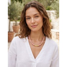 Tılsım Accesories Akrilik Pembe Bej Kolye 57 cm