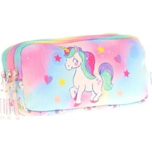 Mikasso Kıds 3 Bölmeli Kalem Çantası (Plush UNICORN)KRN-L8243 Tekstil Çok Renkli