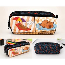 Mikasso Capybara Kalem Kutusu Çift Gözlü Kawaii Kalemlik Tekstil Çok Renkli