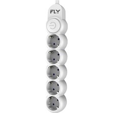 Uslucan Alışveriş Fly 3394-01 5 Soket Akım Korumalı Priz 2.1A Anahtarlı 2mt Kablo (BEYAZ)(1923)