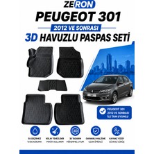 Zeron Peugeot 301 2012 ve Sonrası 3D Havuzlu Paspas Seti Su Geçirmez Kaymaz Siyah 5 Parça