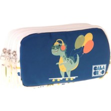 Mikasso Erkek Çocuk Ilkokul Kalem Çantası - Dinazor Baskılı Petrol Mavi Renk (Dinosaur) - C4046 Metal Mavi