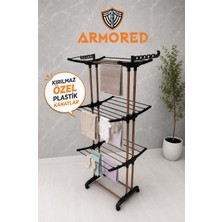 Armored Home Product Plas Extra Kalın Borulu Tekerlekli 3 Katlı Extra Geniş Çamaşır Kurutmalık Askısı AR-401