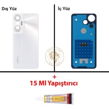 Arsking Infinix Hot 20S Beyaz Uyumlu Arka Kapak + B7000 Yapıştırıcı Arka Cam Batarya Pil Kapağı Lazer Kesim