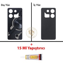 Arsking Infinix Gt 10 Pro Siyah Uyumlu Arka Kapak + B7000 Yapıştırıcı Arka Cam Batarya Pil Kapağı Back Cover
